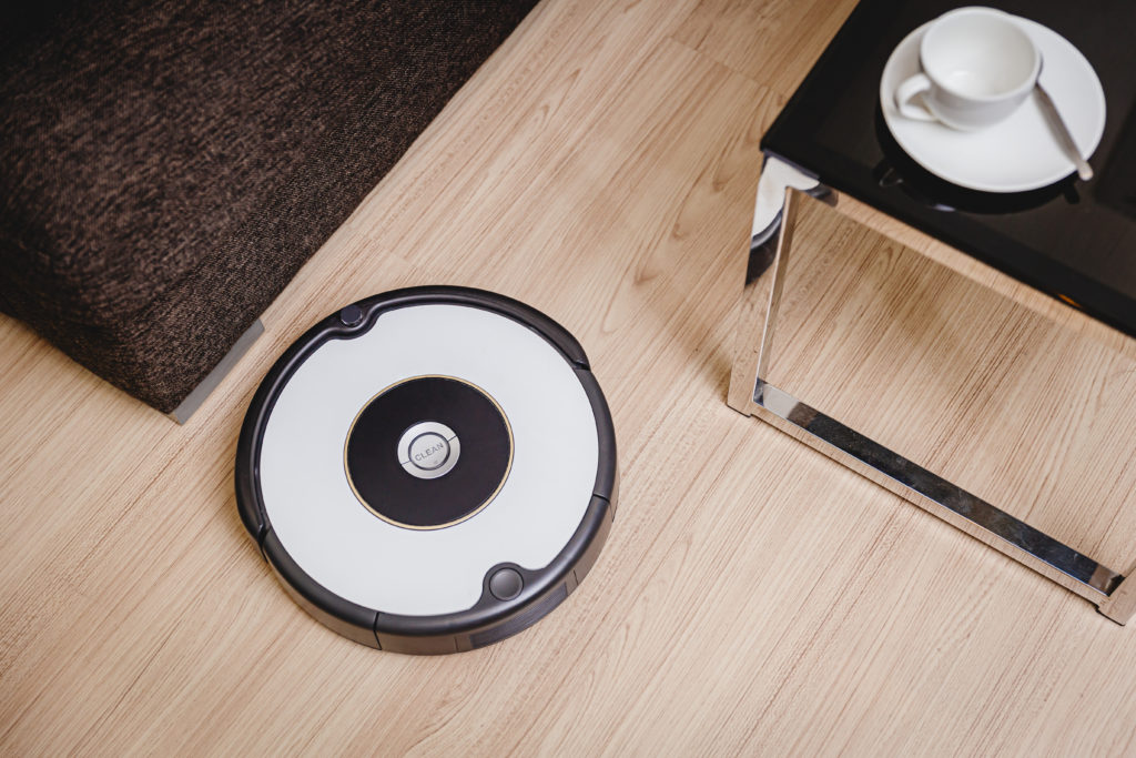 robot vacuum cleaner automatic working cleaning dust on the floor.